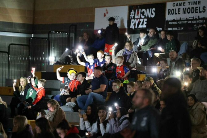 Lions fans intro lights v bristol flyers