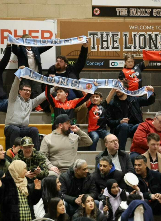 Lions fans scarves v Bristol Flyers